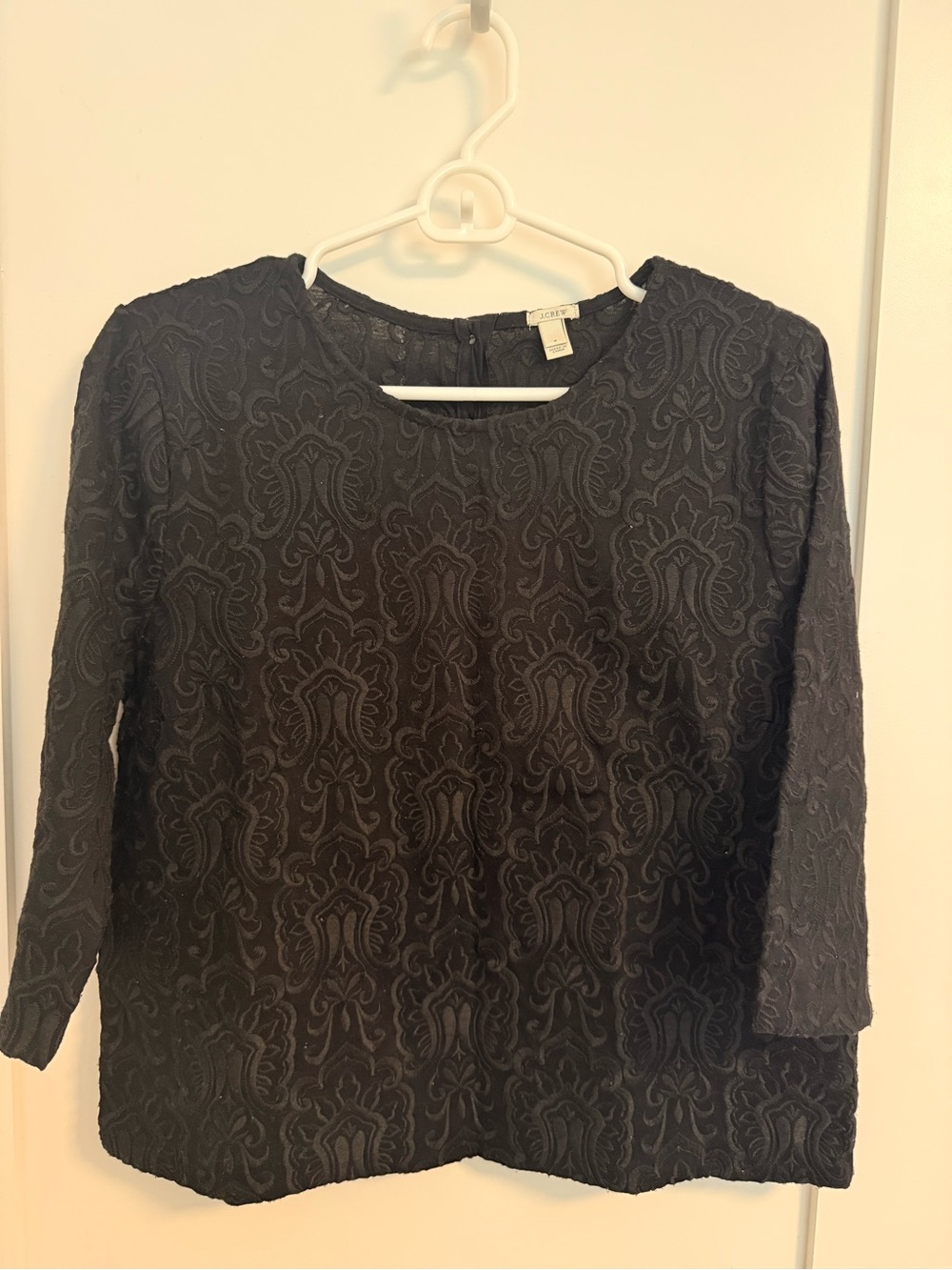 Jcrew Black Textured 3/4-Sleeve Top